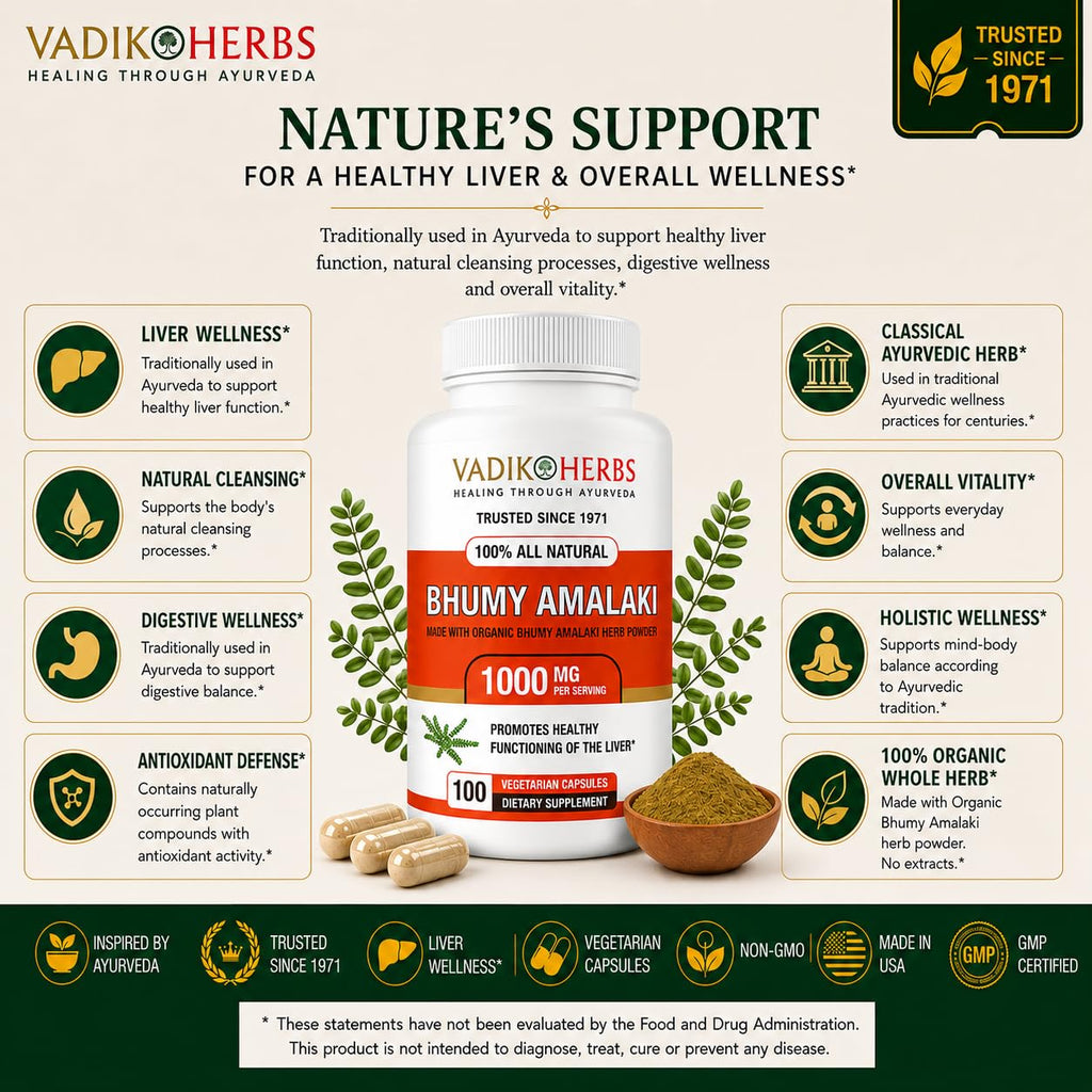 Vadik Herbs Organic Bhumy Amalaki Liver Support - 100 Capsules - image 7