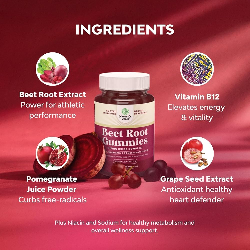 Natures Craft Flow Boosting Beet Root Gummies - Invigorating Beet