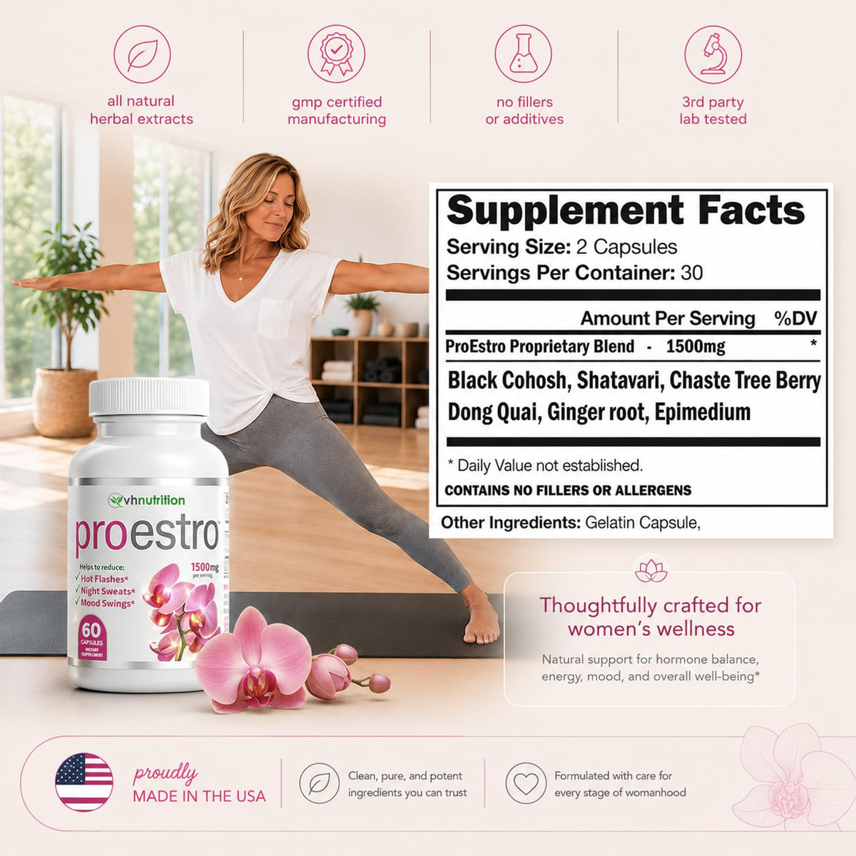 VH Nutrition PROESTRO Estrogen Support Supplement - 60 Capsules - image 5