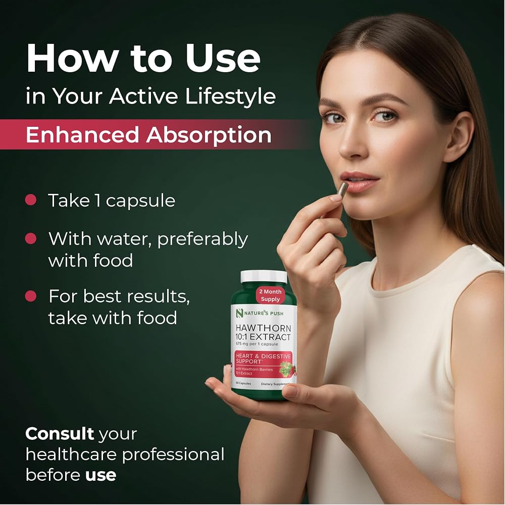 Nature's Push Super Potent Hawthorn Berry 10:1 Extract 675mg Capsules