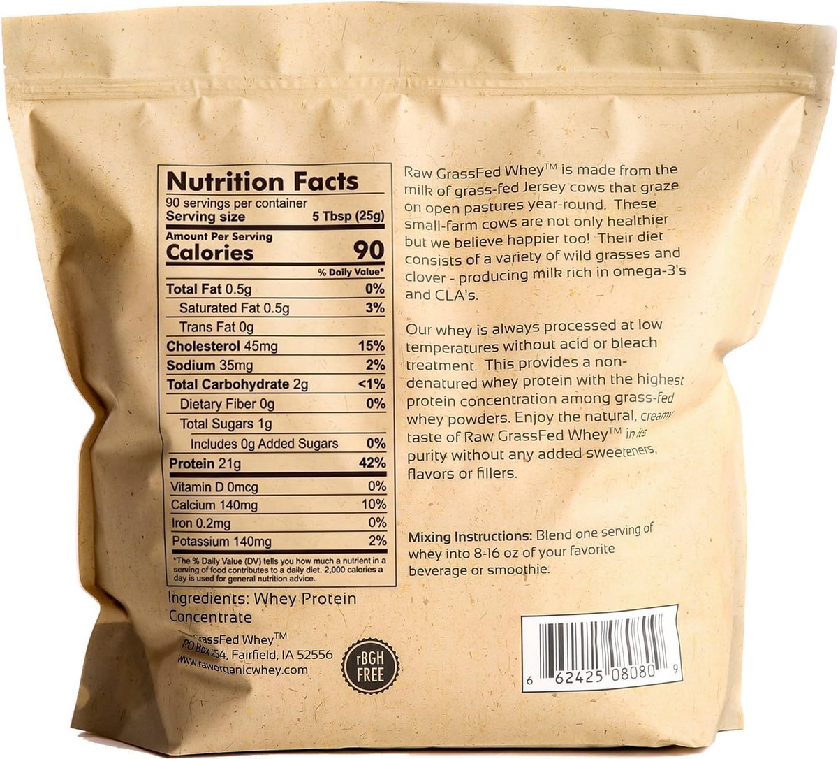Raw Grass Fed Whey Protein Powder