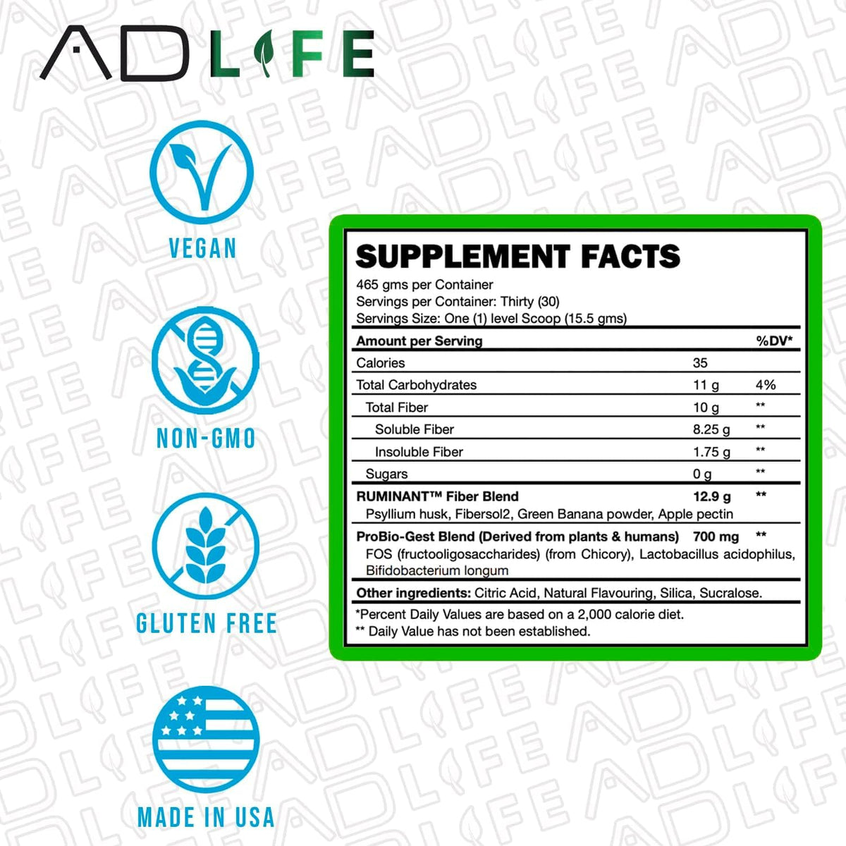 Project AD Fiber+ Vegan Fiber Supplement Powder - 30 Scoops - image 2