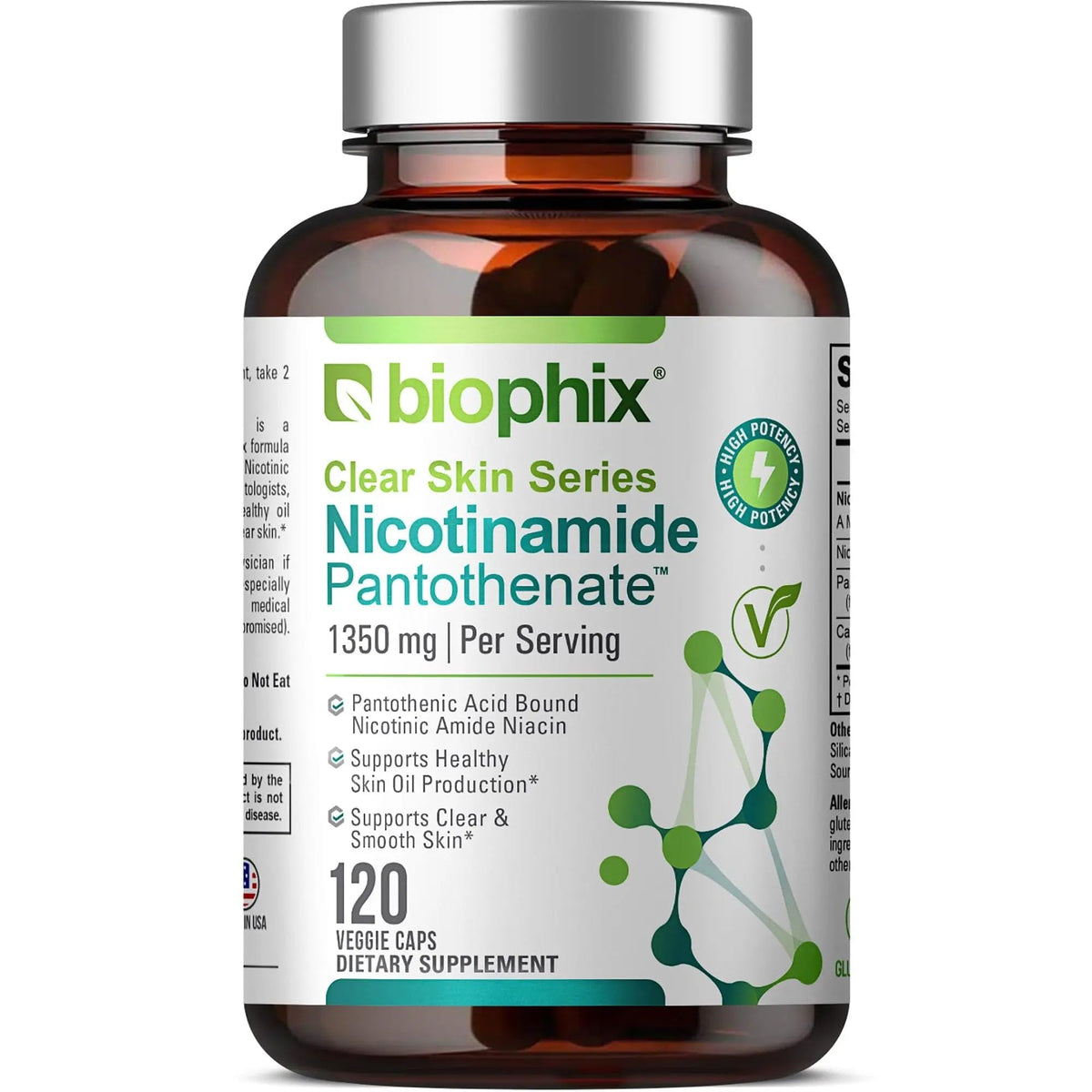 biophix B-3 Nicotinamide Pantothenate 1350 mg - 120 Vegetarian Capsules