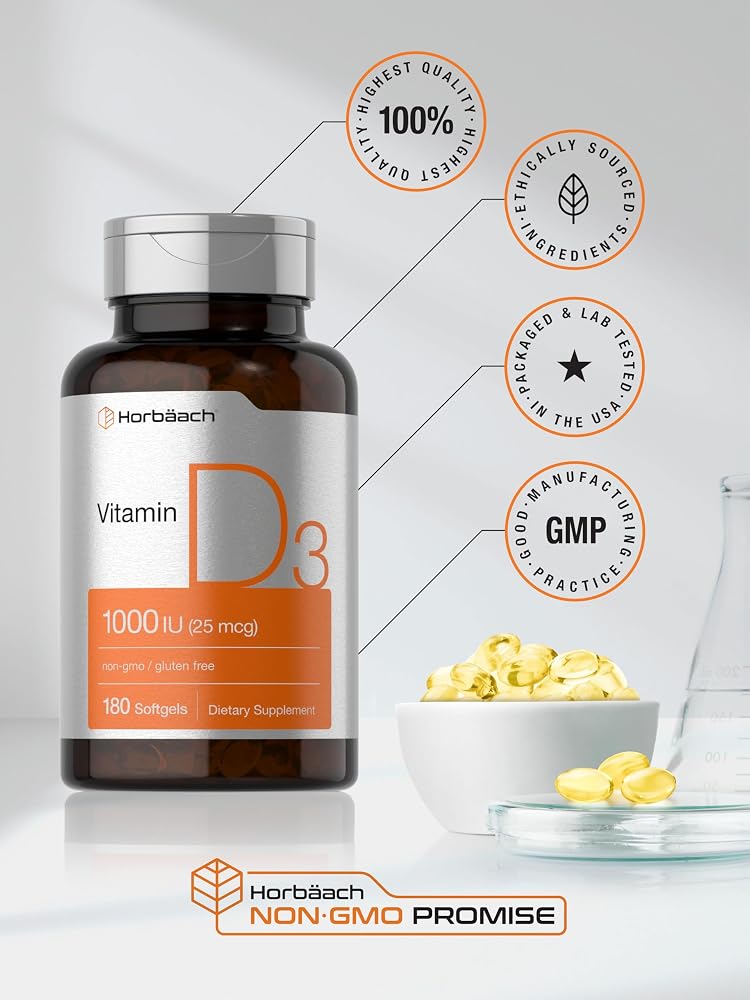 Horbäach Vitamin D3 1000 IU - 180 Softgels - image 6