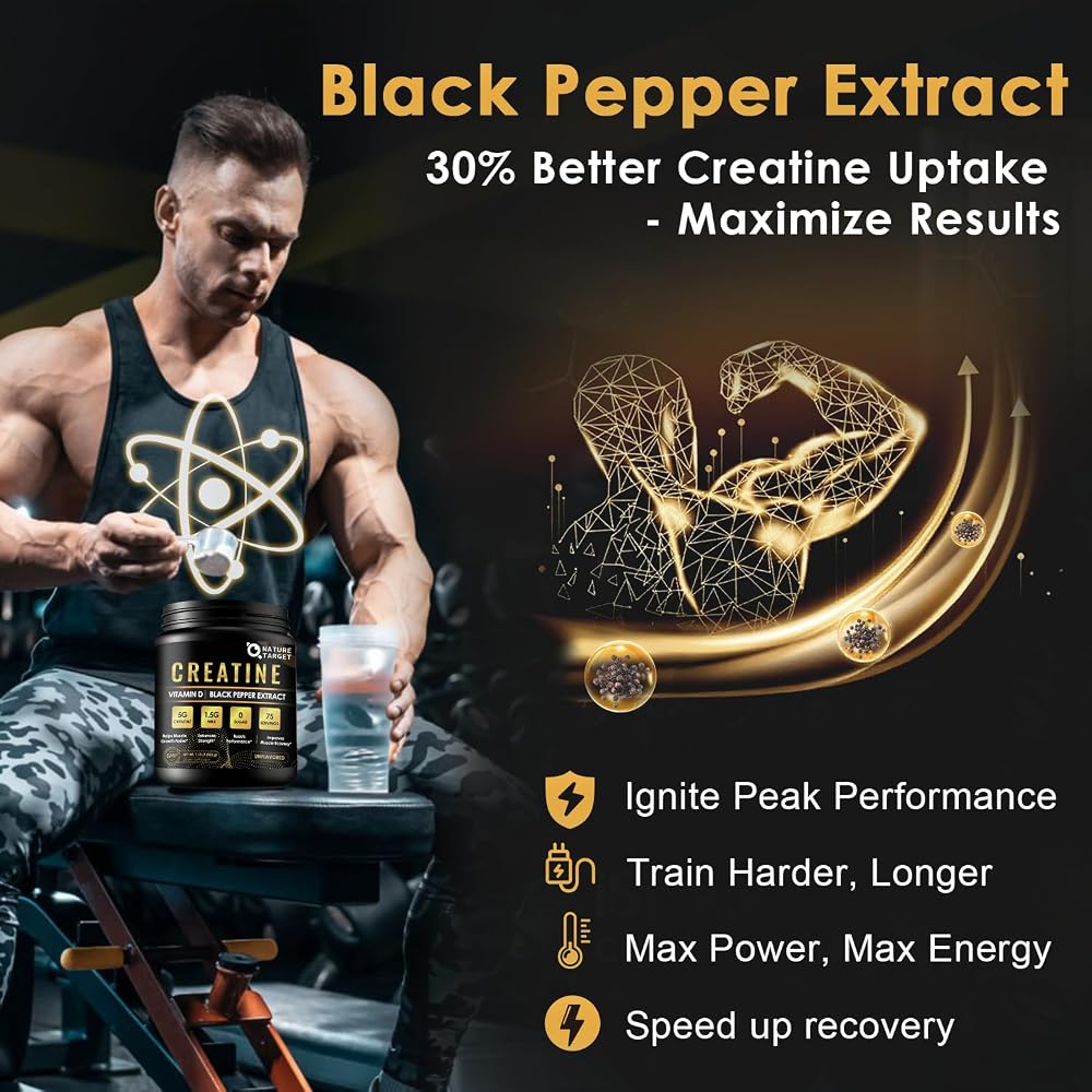 NATURE TARGET Creatine Monohydrate Powder - 75 Servings - image 5
