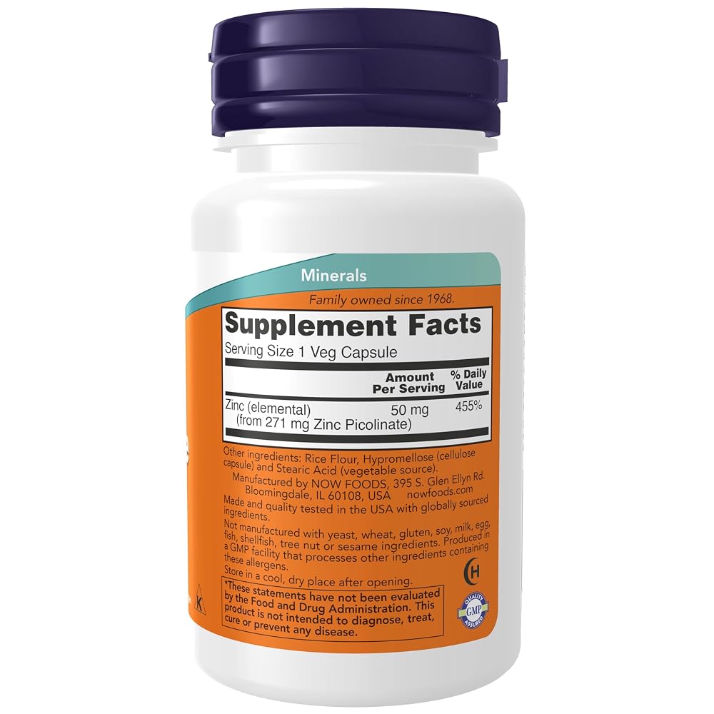 NOW Zinc Picolinate 50 mg Immune Support - 30 Vegetarian Capsules - image 2