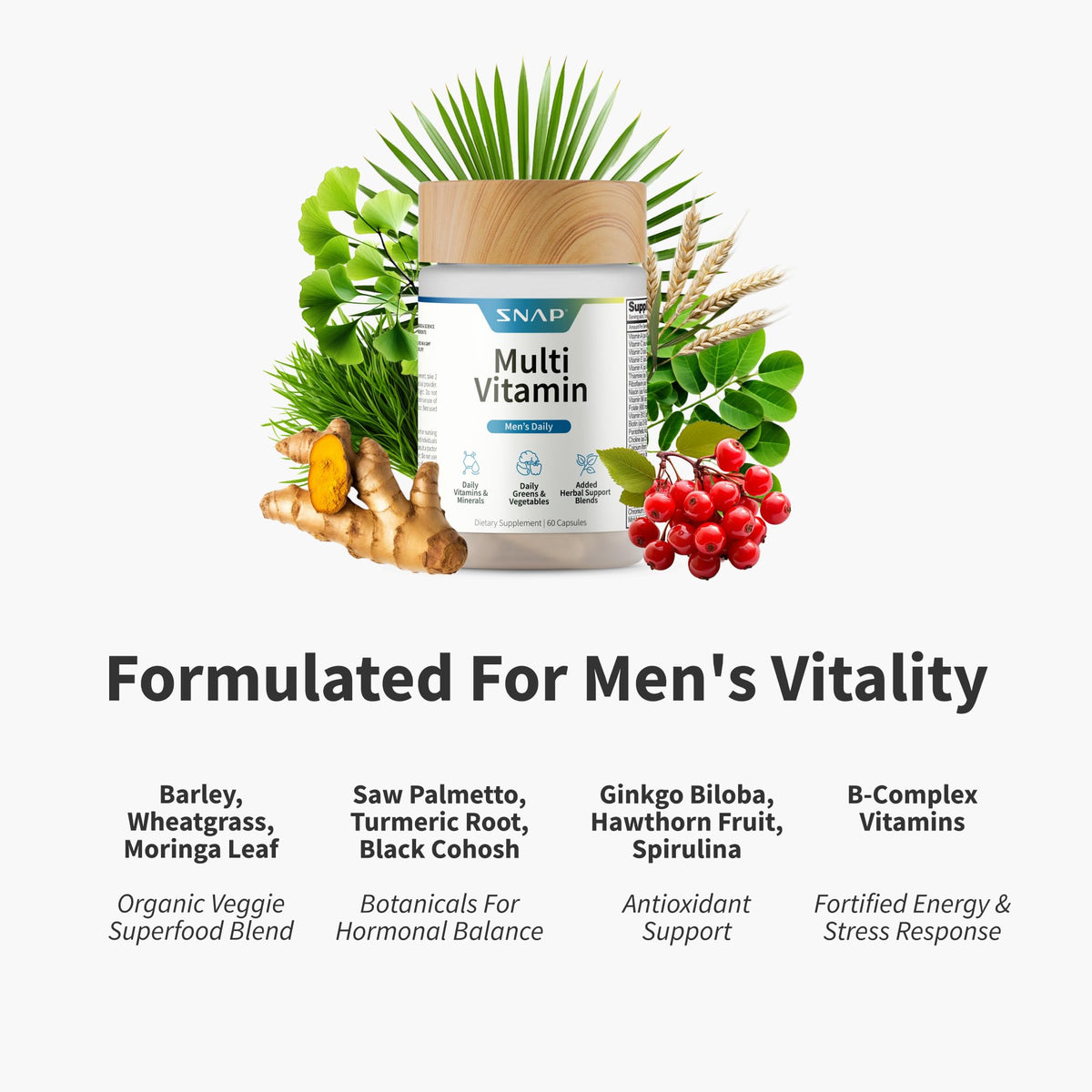 Snap Supplements Men's Daily Multivitamins - 60 Capsules - image 3