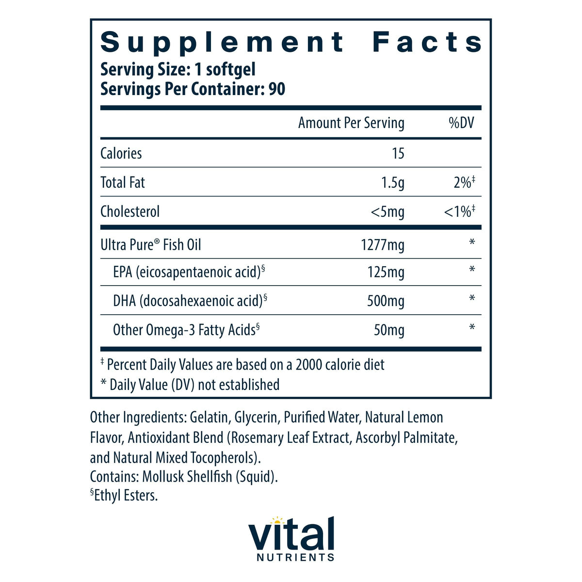 Vital Nutrients Ultra Pure Fish Oil 675 - 90 Softgels - image 2