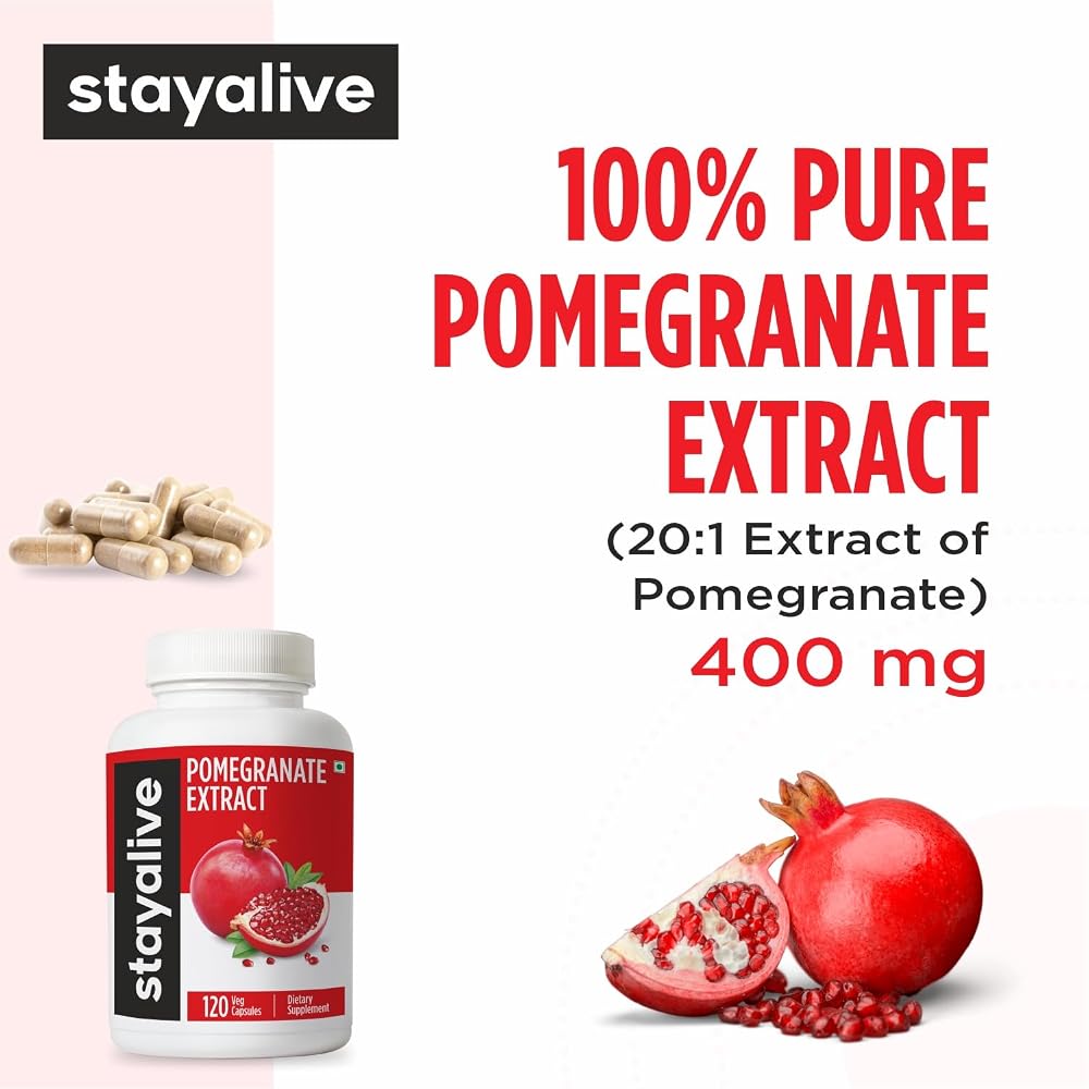 STAY ALIVE Pomegranate Extract Capsules 20:1 - 120 Count - image 3