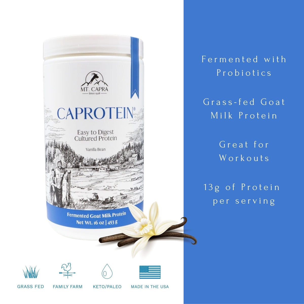 Mt. Capra Caprotein Vanilla Bean Protein Powder - 16 oz - image 4