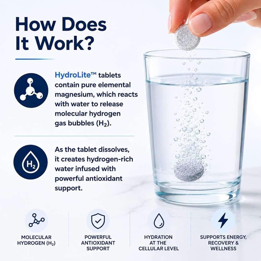 HydroLite Molecular Hydrogen Tablets for Drinking Water with Magnesium