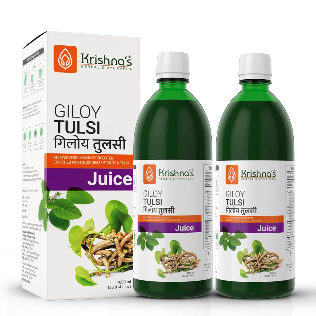 Krishna's Herbal & Ayurveda Giloy Tulsi Juice Immunity Booster - 1 L (Pack of 2)