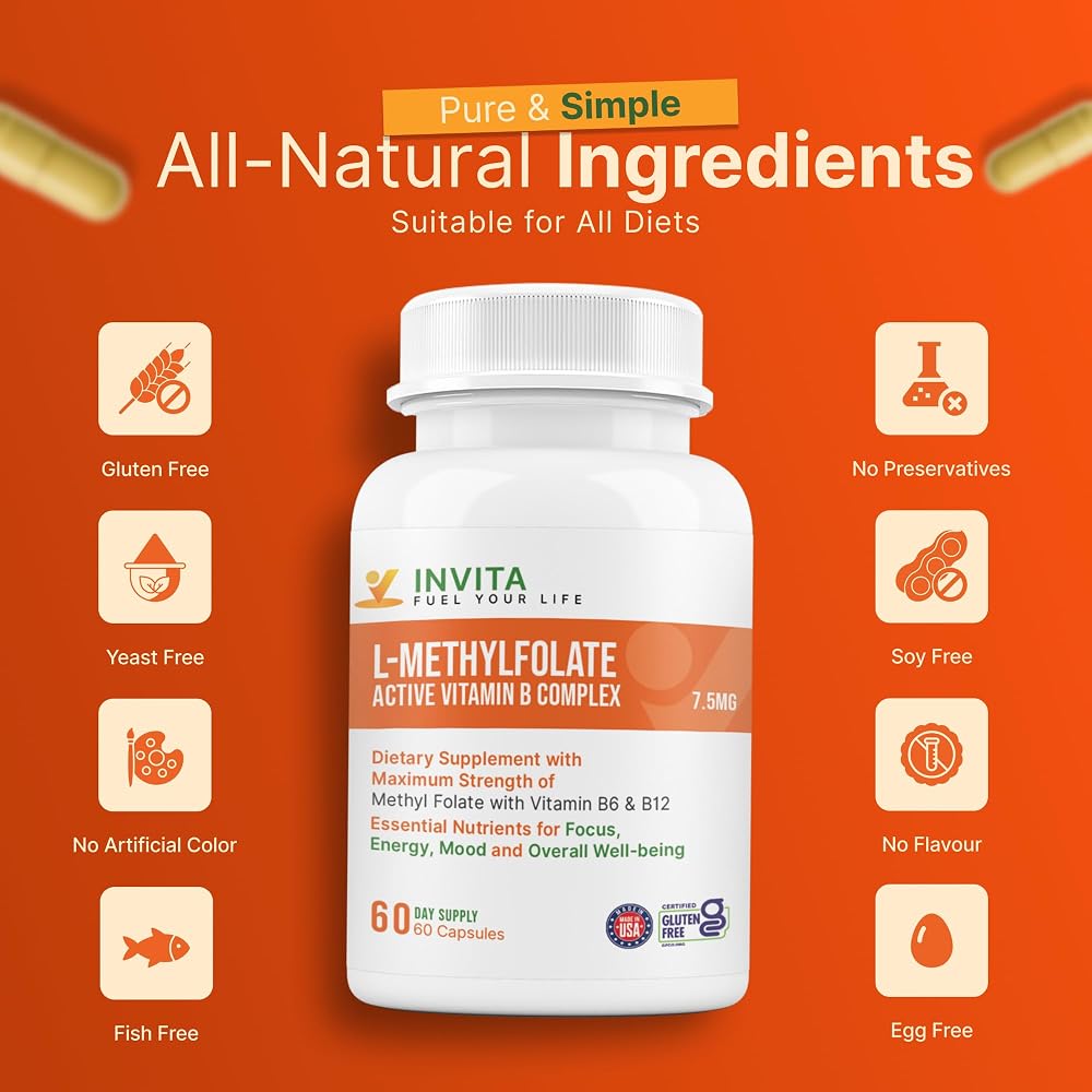INVITA L-Methylfolate 7.5mg + B Complex - 60 Capsules - image 6
