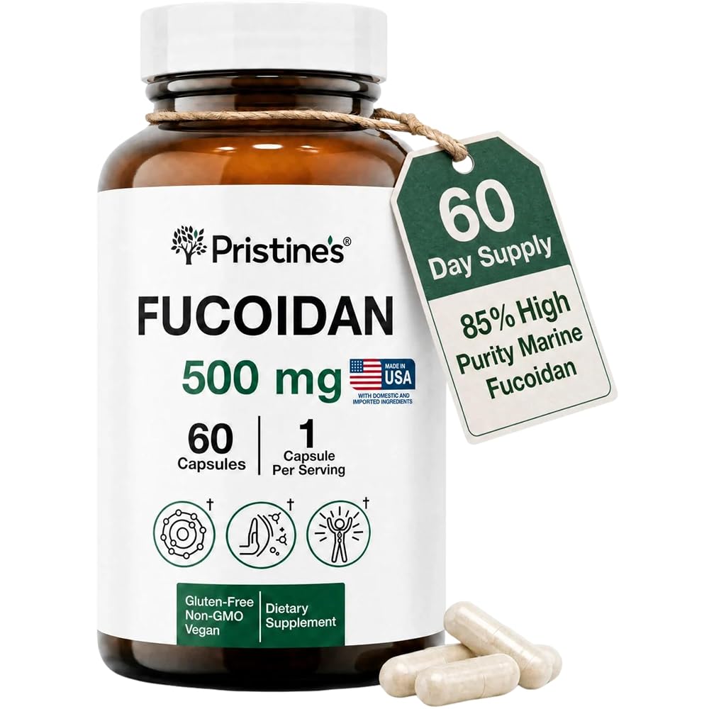 PRISTINE'S Fucoidan 500mg Brown Seaweed Extract Capsules - 60 Count