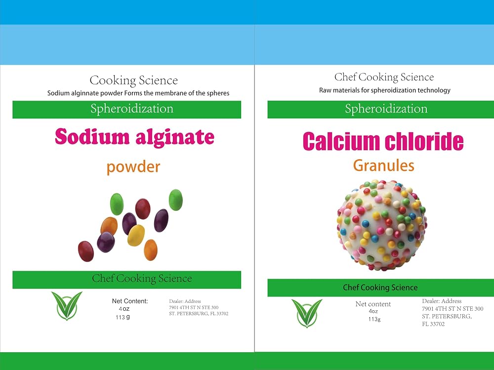 LEIMENGCHEF Sodium Alginate & Calcium Chloride Spherification - 8oz