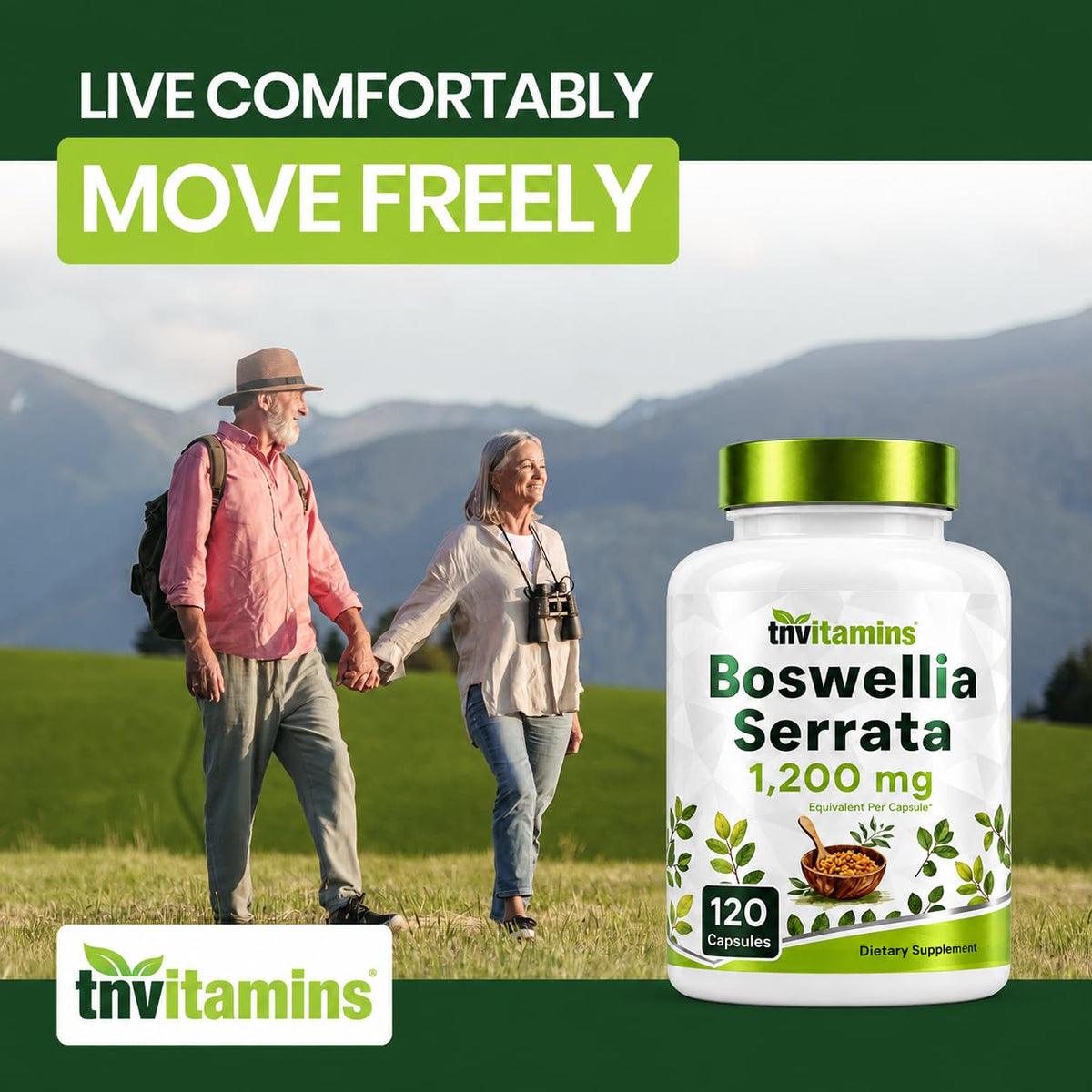tnvitamins Boswellia Extract Capsules Joint Support - 120 Capsules - image 3