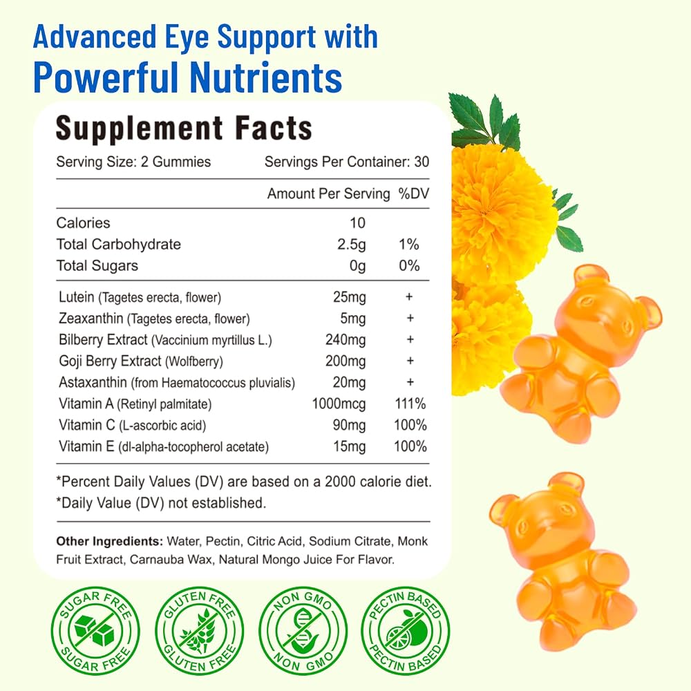 Vazatisi Sugar Free Lutein and Zeaxanthin Gummies
