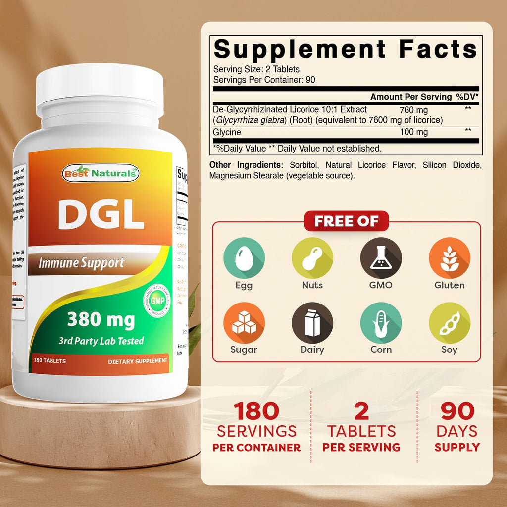 Best Naturals DGL Chewable 380 mg - 180 Tablets - image 2