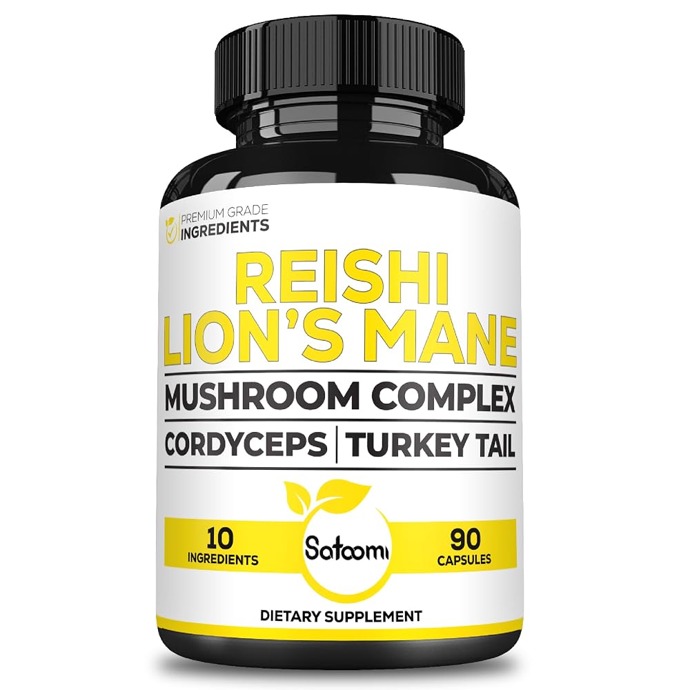 Satoomi Mushroom Complex Supplements Capsules - Blends with Lions Mane