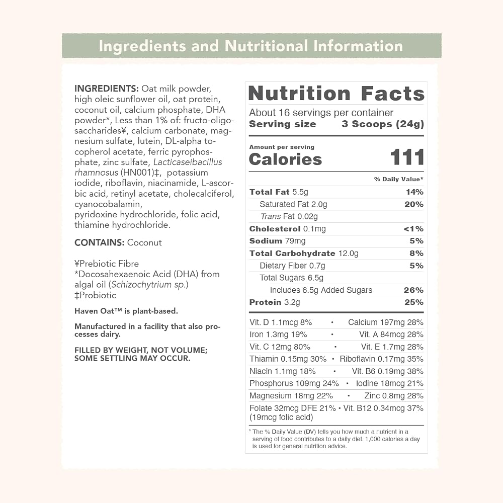 Haven Oat Toddler Formula, Dairy Free, 12+ Months - 14.1 oz - image 8