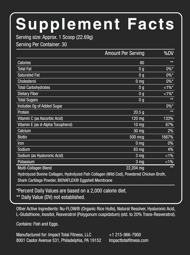 Impact Total Fitness Multi Collagen Peptides Powder - 30 Servings - image 7