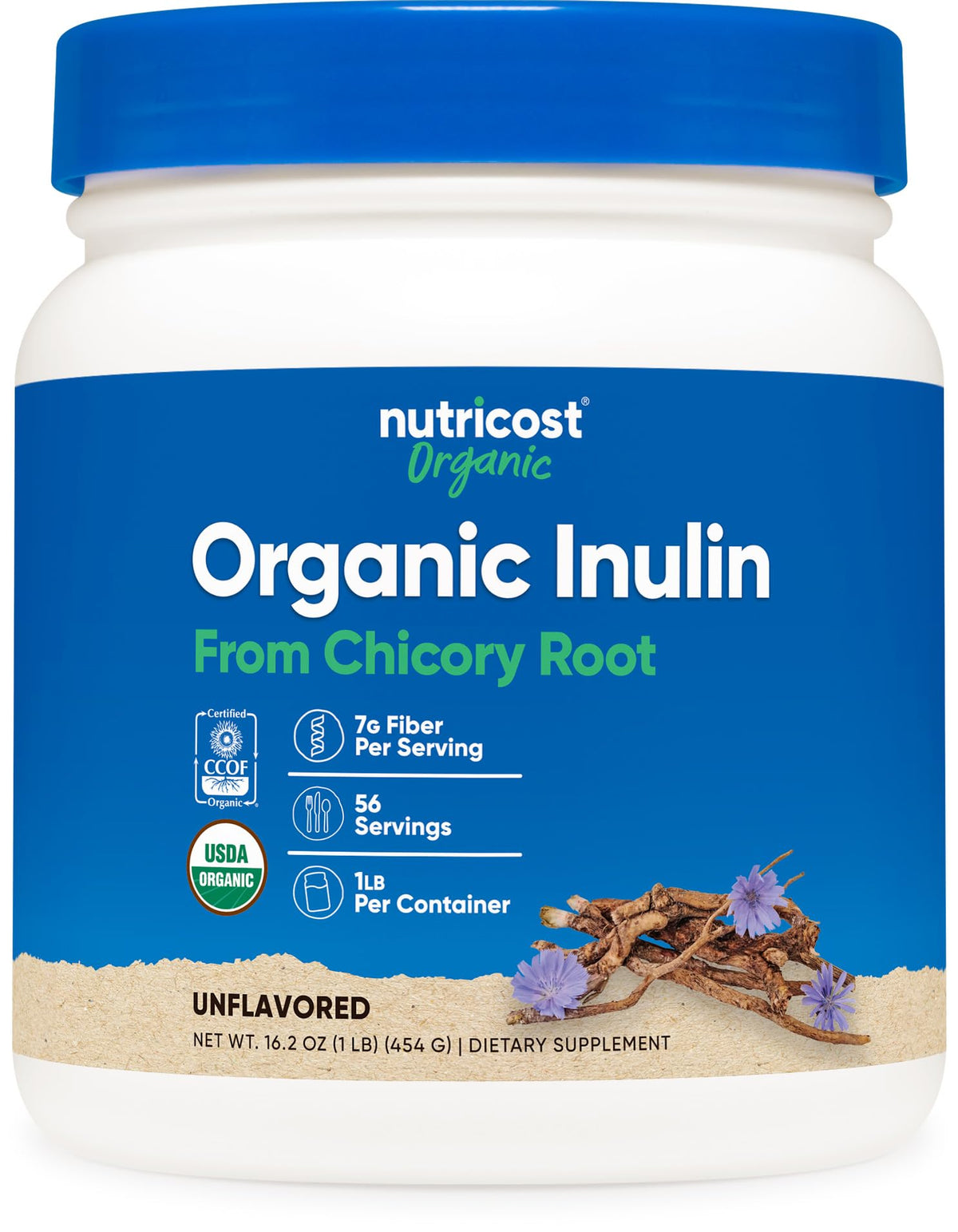 Nutricost Organic Inulin Powder Dietary Fibre - 454 Grams