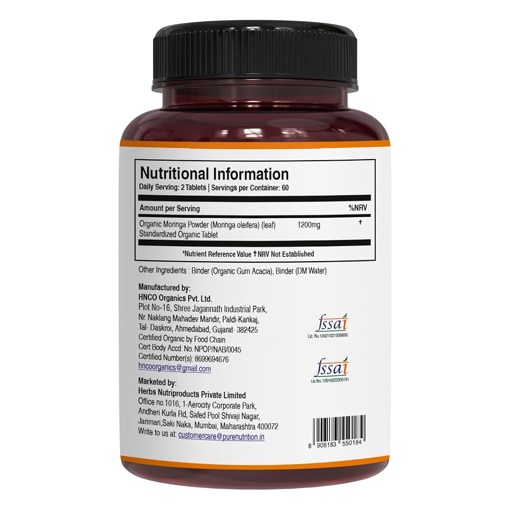 Pure Nutrition Organic Moringa 1200mg - 120 Vegetarian Tablets - image 4