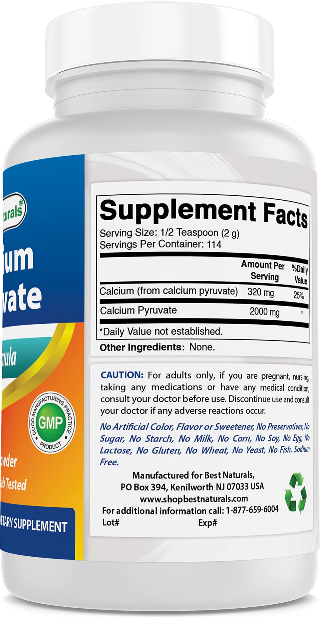 Best Naturals Calcium Pyruvate Powder 8 OZ