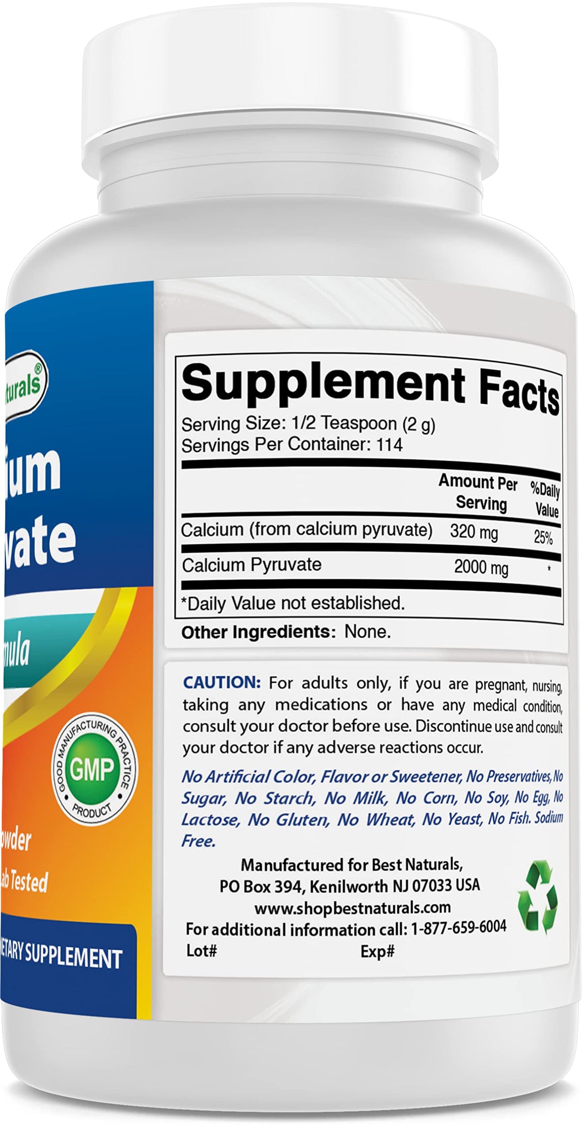 Best Naturals Calcium Pyruvate Powder 8 OZ