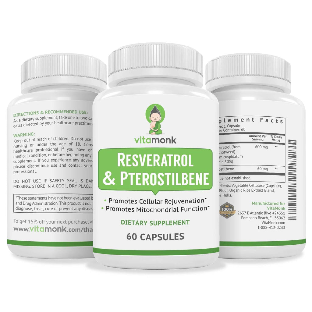 VitaMonk Trans Resveratrol with Pterostilbene - 60 Capsules - image 9
