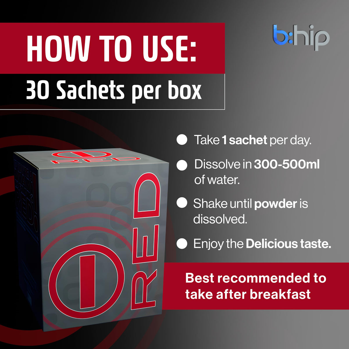 bHIP Red For Men Energy Powder - 30 Servings - image 6