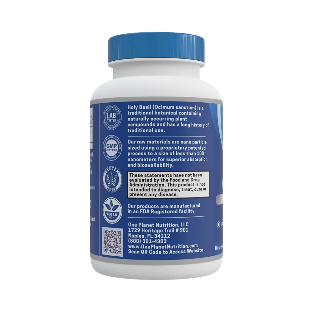 One Planet Nutrition Nano Holy Basil 500 mg Veggie Capsules - 120 Count - image 3