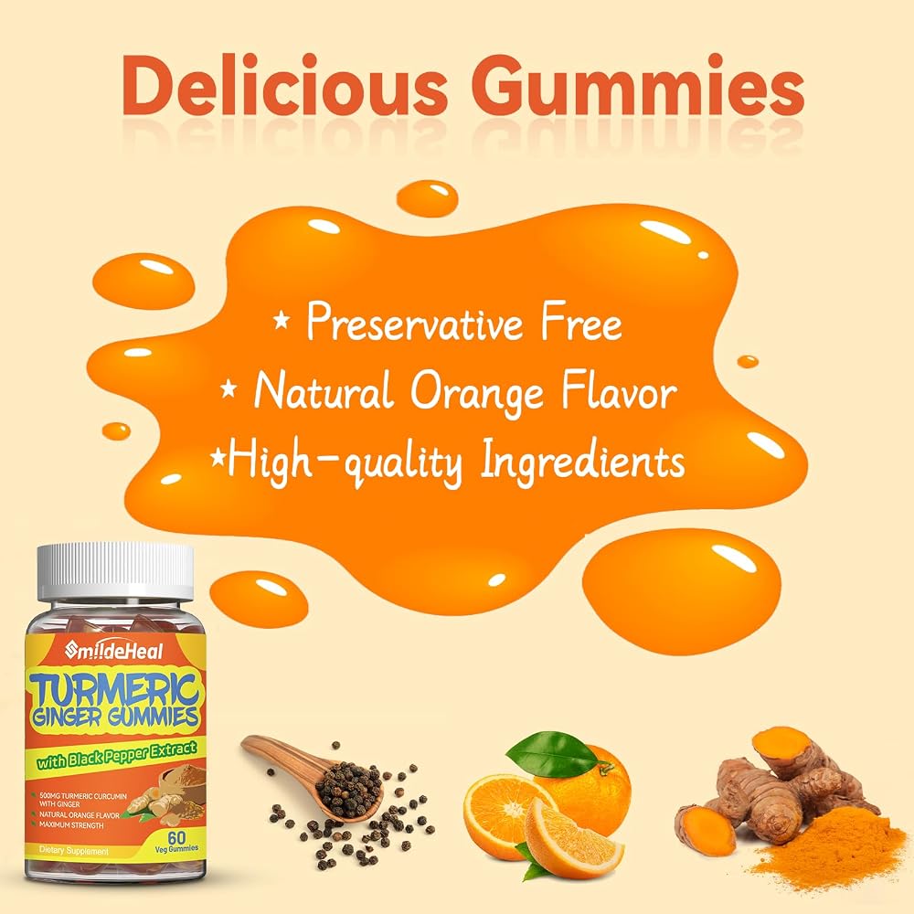 SmildeHeal Turmeric Curcumin Gummies 500mg - 120 Count - image 5