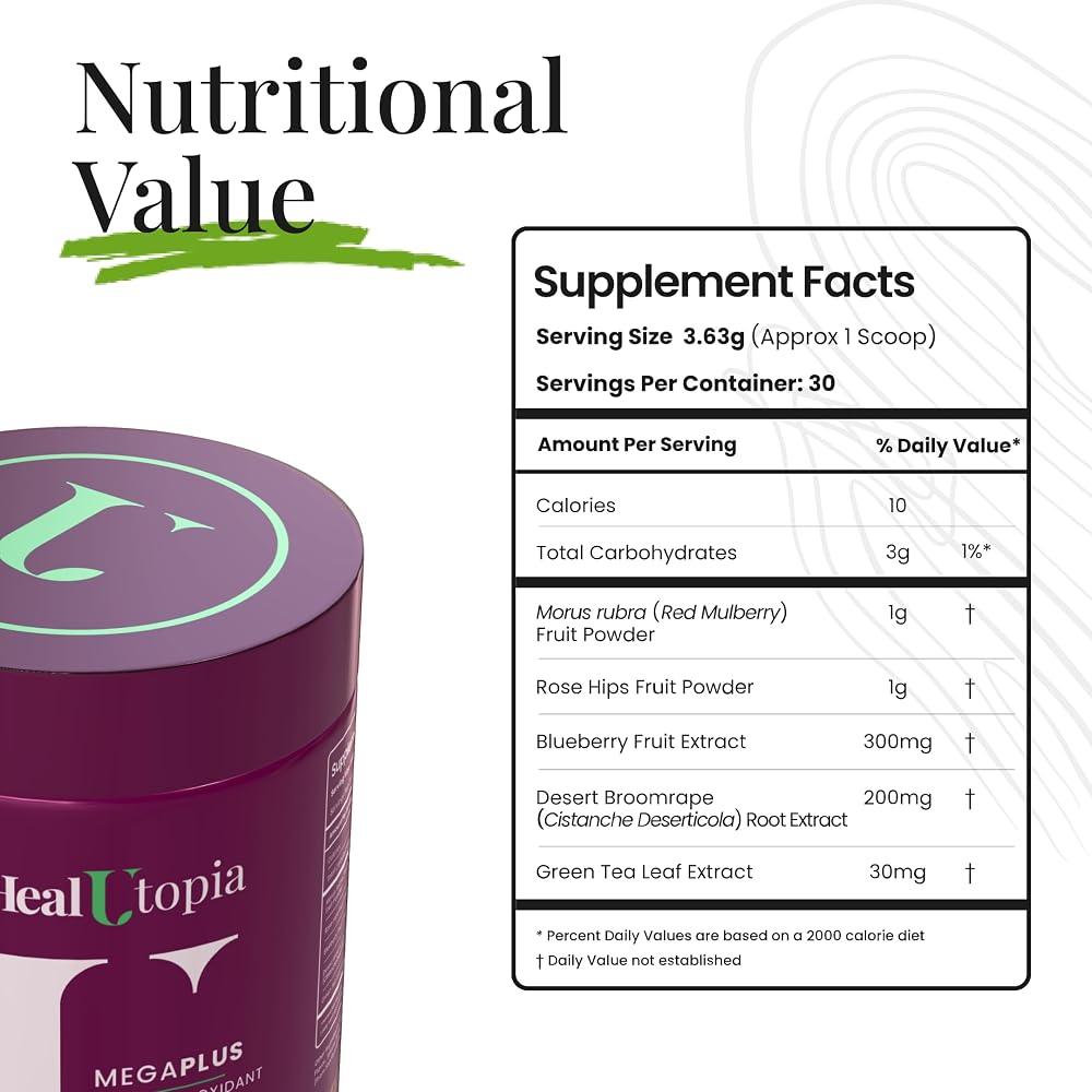HealUtopia MegaPlus Super Antioxidant Supplement Powder - 30 Servings - image 2
