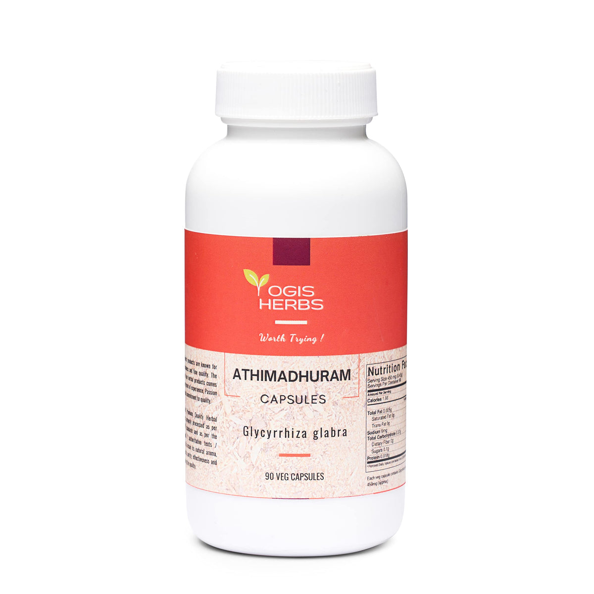 YOGIS HERBS Athimadhuram Licorice Root Capsules - 90 Vegetarian Capsules