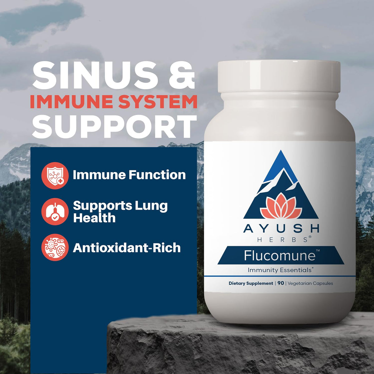 Ayush Herbs Flucomune Immune Support Supplement - 90 Capsules - image 2