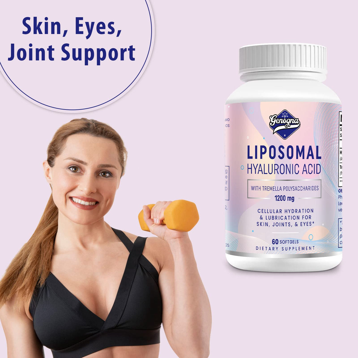Genogna Liposomal Hyaluronic Acid Supplement 1000mg for Skin and Hair
