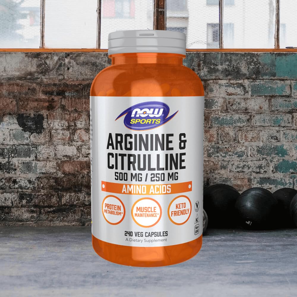 NOW Foods Arginine 500mg & Citrulline 250mg Amino Acids - 240 Capsules - image 2
