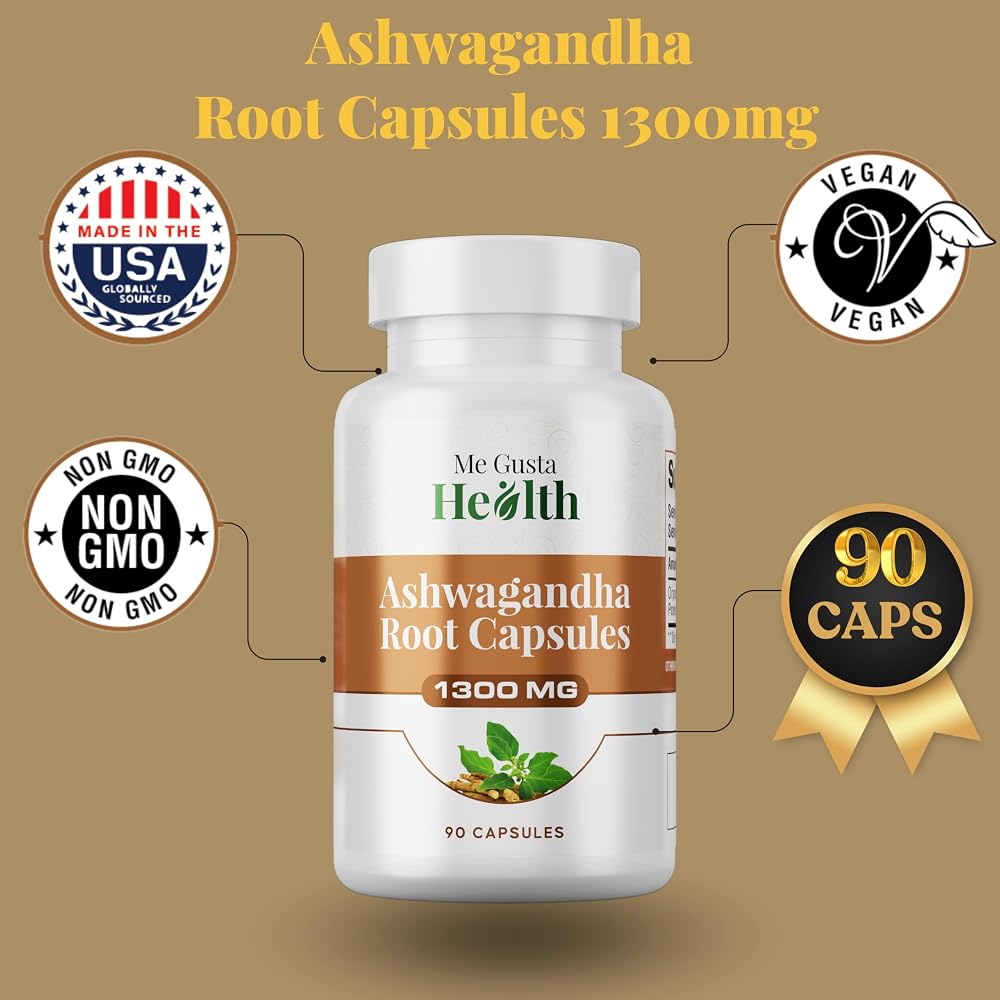 ME GUSTA HEALTH Ashwagandha Root Powder 1300mg - 90 Capsules - image 7