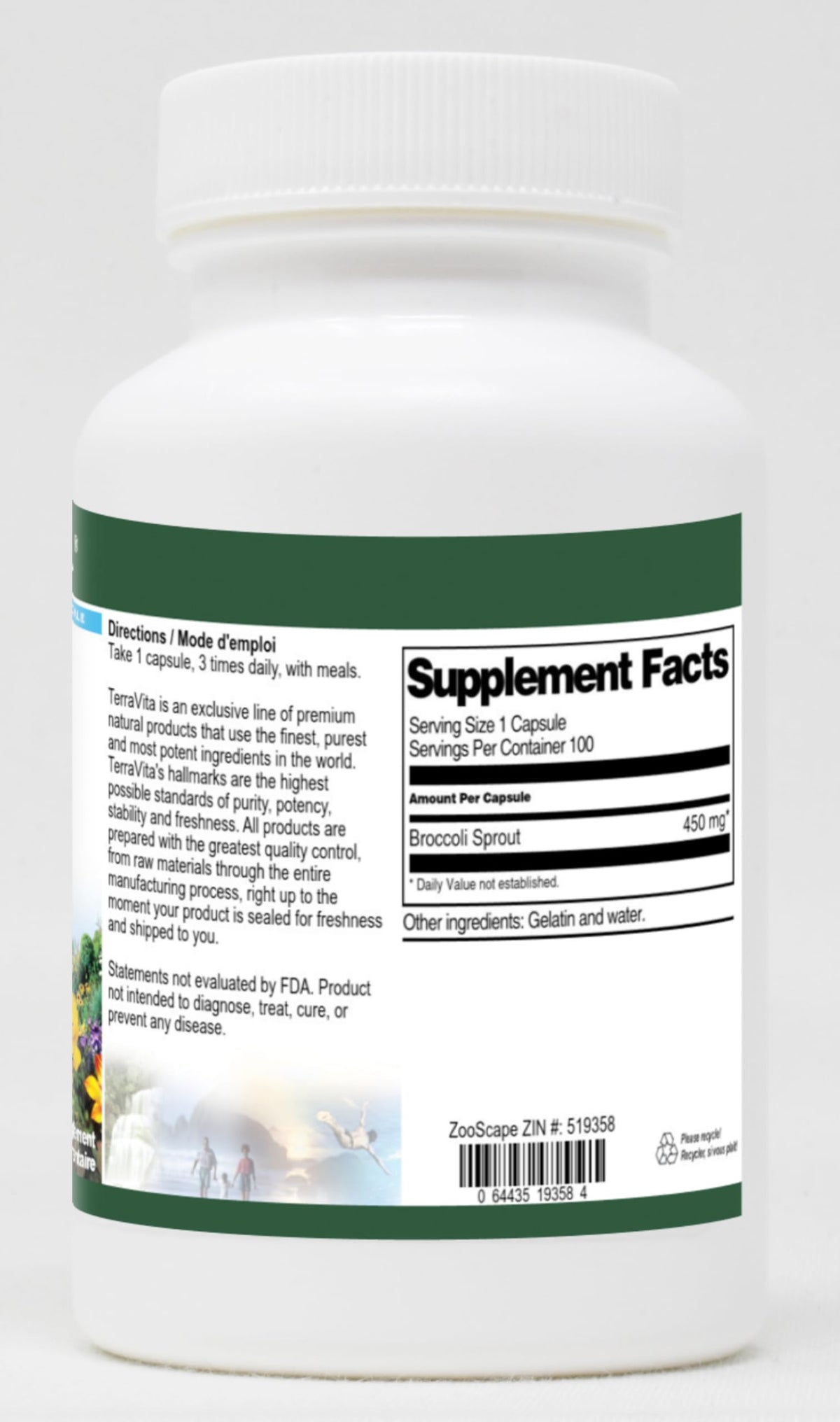 Terravita Broccoli Sprout - 450 mg (100 Capsules, ZIN: 519358)