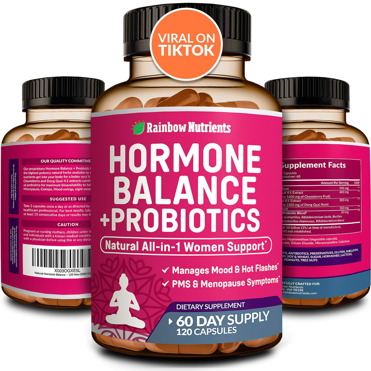 Rainbow Nutrients Hormone Balance + Probiotics for Women - 120 Capsules
