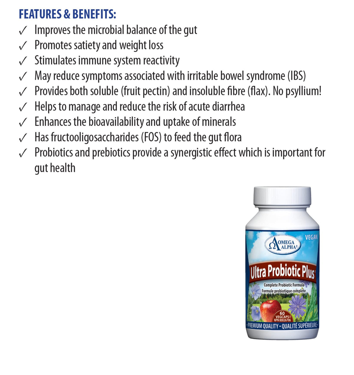 Omega Alpha Ultra Probiotic Plus - 60 Vegetarian Capsules - image 4