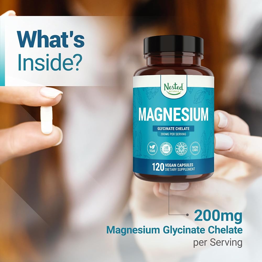 Nested Naturals Magnesium Glycinate 200mg - 240 Vegan Capsules - image 4