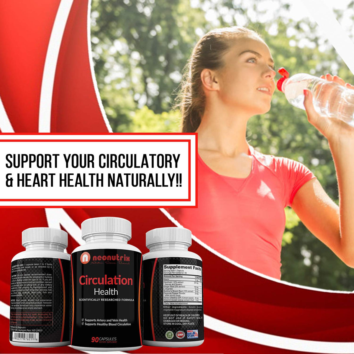Neonutrix Blood Circulation Supplement L-Arginine & Hawthorn - 90 Capsules - image 3