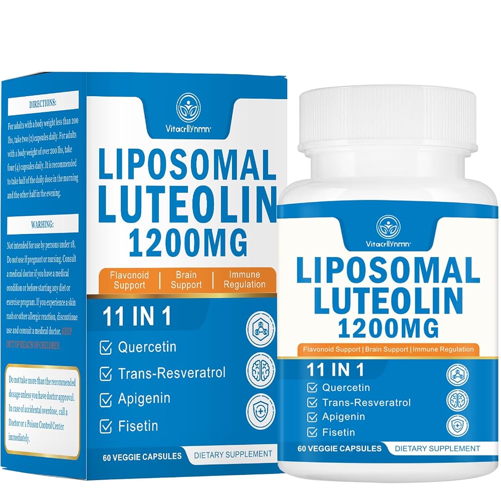 VITACRLLYNMN Liposomal Luteolin 1200mg Supplement - 60 Capsules