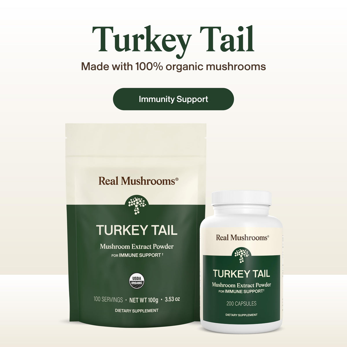 Real Mushrooms Organic Turkey Tail Powder for Immune Support - 100 Servings - image 2