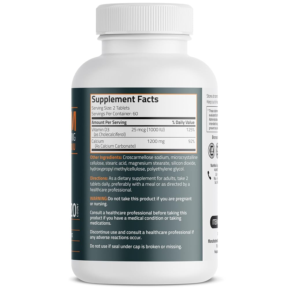 Bronson Calcium 1200 MG Per Serving Plus Vitamin D3 1000 IU High