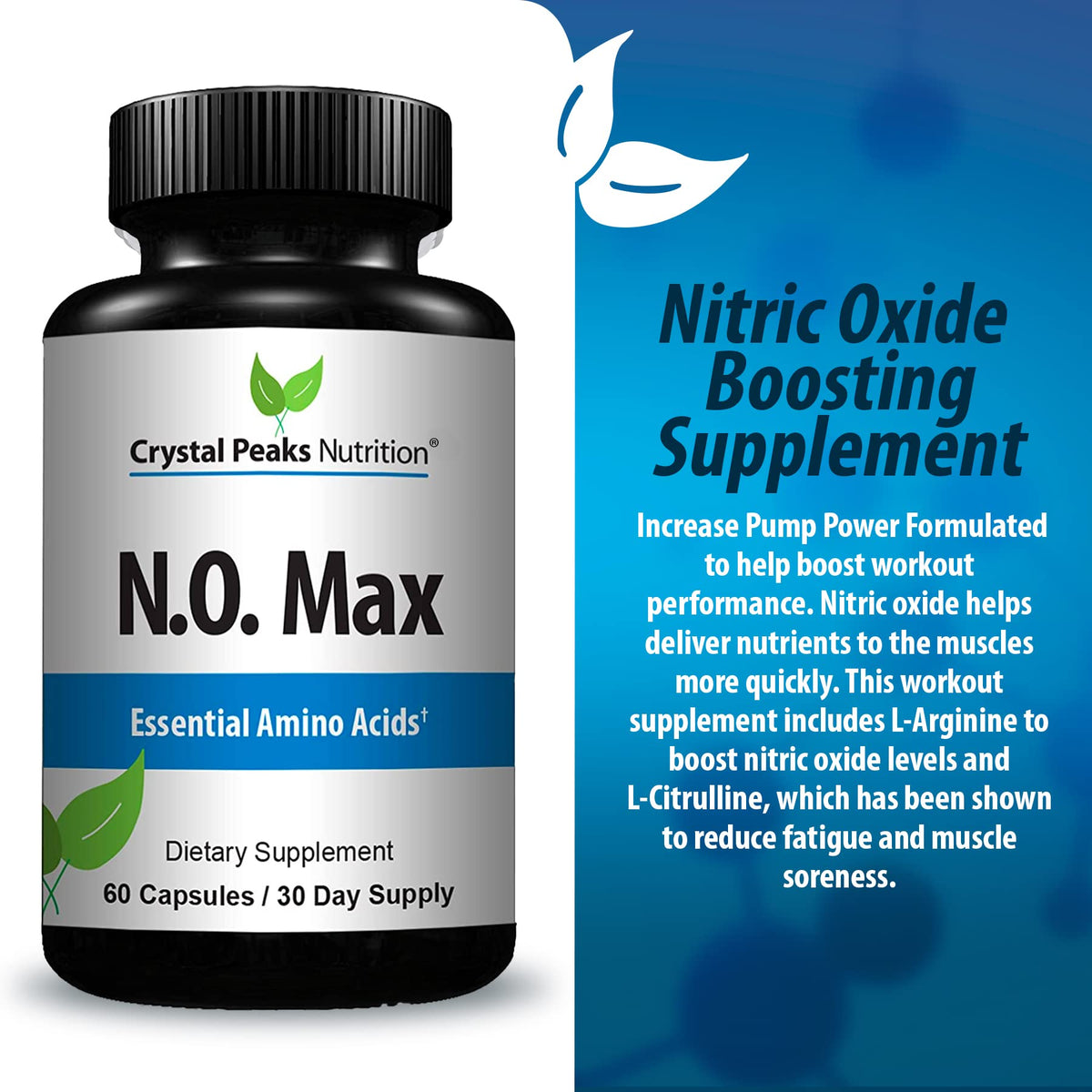CRYSTAL PEAKS NUTRITION N.O. Max Nitric Oxide Supplement - 60 Capsules - image 3