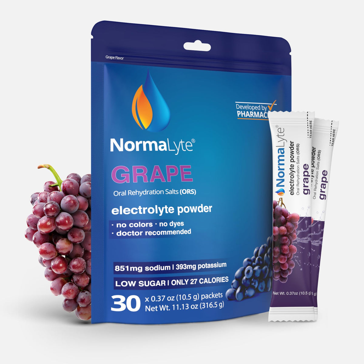 NormaLyte Grape Electrolyte Powder Packets - 30 Packets