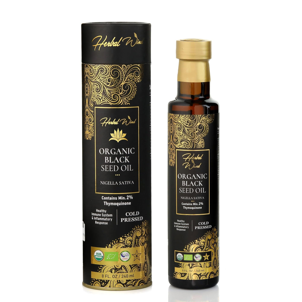 Herbal Wind Black Seed Oil Organic Liquid Immune Support - 8 Fl Oz